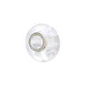 5mm large hole glass charm bead with translucent white silk texture and silver core - White Translucent Filament Style