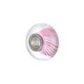 5mm large hole glass bead with pink spiral pattern for DIY charm bracelets and jewelry - Clear Pink Spiral Style