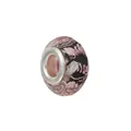 Perle de breloque en résine rose facettée avec motifs floraux noirs et noyau métal - Style Imprimé Noir Facetté Rose (Style 11)