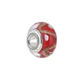 Red Murano glass charm bead with gold swirl pattern and S925 silver core for DIY jewelry - Red with Gold Sand Swirl