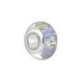 S925 silver glass charm bead with purple flower inlay for DIY bracelets - Light Purple Inlaid Floral