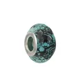 Perle en résine bleu sarcelle avec motif floral et cœur en argent pour bracelet - Style à Motif Facetté Bleu Cyan (Style 14)