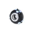 Zwarte glazen kraal met lichtblauw bloemmotief en 5mm zilveren kern voor armbanden - Zwart Lichtblauw Reliëfbloem Stijl (Stijl 9)