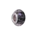 Perle en résine fleurie noire et violette à facettes avec cœur en argent pour bracelets - Style Facetté Floral Violet Base Noire (Style 15)