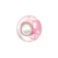 Pink glass bead with white flower pattern and silver core for charm bracelets - Pink with White Five Petal Flower