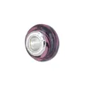 Donkerpaarse glazen kraal met S925 zilveren kern voor 5mm DIY bedelarmbanden dames - Donkerpaars Zwart Werveling Stijl (Stijl 13)