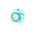 Teal and white cloud pattern glass bead with 5mm silver metal core for DIY bracelets - Cyan Blue and White Cloud Style