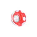 Red 5mm large hole glass bead with white polka dots and silver metal core for DIY bracelets - Red with White Polka Dots