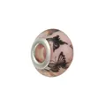Perle rose translucide avec motif papillon noir et cœur en métal pour bijoux DIY - Style Anneau Métal Imprimé Papillon Rose (Style 23)
