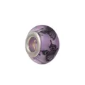 Perle de breloque en résine violette avec papillons noirs et noyau en métal argent - Style Cœur Métal Verre Papillon Violet (Style 25)