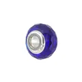 Deep blue faceted glass charm bead with 5mm large hole and S925 sterling silver core - Deep Blue Multi-faceted Style