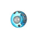 Sky blue glass charm bead with brown leopard spots and silver metal core for DIY bracelets - Sky Blue with Brown Dots