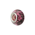 Perle en résine noire translucide avec motifs floraux roses et noyau en métal argenté - Style Pastoral Élégant Fleur Rose Noir (Style 27)