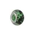 Perle de fleur en résine verte et noire avec un grand trou et noyau en métal - Style Cylindre Floral Color Block Vert Noir (Style 31)