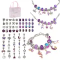 Kit de pulsera de unicornio morado DIY con cuentas plateadas y bolsa de regalo - Estilo Degradado Púrpura (Set Púrpura #2)