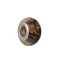 Perle de charme en résine marron foncé à motif avec noyau en métal argenté - Style Motif Art Entrelacé Marron Noir (Style 33)