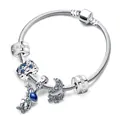 European star galaxy charm bracelet with astronaut and crescent moon pendants - Pave Astronaut Style (3 Clip Style)