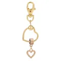 Porte-clés cœur doré et or rose avec texture torsadée et pendentif attrape-rêves perlé - Cœur Torsadé (K01)