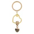 Porte-clés cœur doré en alliage avec pendentif I love you et perle rotative en or rose - Petit Pendentif Cœur I Love You / Or/Or Rose (K02)