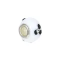Witte glazen kraal met zwarte bloemen en S925 zilveren kern voor bedelarmbanden - Wit Zwart Bloemblad Strass Stijl (Stijl 34)