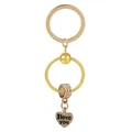 Porte-clés doré en alliage avec pendentif en cœur gravé I love you sur fond blanc pur - Cœur I Love You / Or (K01)