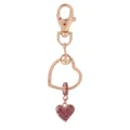 Porte-clés cœur en or rose avec cadre torsadé et pendentif cœur serti de cristaux roses - Style Coeur Diamant Rose Pavé (K03)