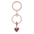 Llavero atrapasueños corazón de oro rosa con cristales rosas sobre fondo blanco - Estilo Corazón Strass Rosa (K01)