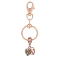 Porte-clés or rose avec anneau en spirale et pendentifs feuille en cristal - Style Feuille Creuse Strass (K25)