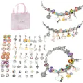 DIY charm bracelet making kit with rainbow unicorn beads and pink gift bag - Multicolor Style Two (BA795-6) / 16cm / Colorful