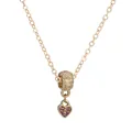 Collana chic a maglia serpente dorata con ciondolo a cuore in cristallo rosa e rosa - Stile Lucchetto a Cuore con Rose (NC03)