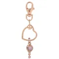 Porte-clés en or rose avec cadre en cœur et pendentif montgolfière violette - Style Montgolfière Rose (K02)