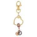 Détails des pendentifs en forme de cœur tricolore avec zircons sur un porte-clés doré - Cœur Tricolore (K10)