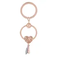 Llavero atrapasueños corazón oro rosa con anillo de serpiente y plumas metálicas - Estilo Pluma Corazón Hueco (K04)