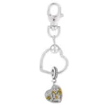 Porte-clés plaqué argent avec cadre en cœur et pendentif arbre de vie jaune - Style Arbre de Vie Cœur (K03)