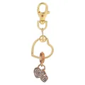 Porte-clés cœur doré orné de strass brillants et d'une perle orange sur fond blanc épuré - Serrure Cœur Perle Orange (K22)