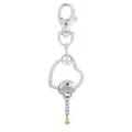 Porte-clés cœur en alliage argenté avec détails dorés et fermoir mousqueton rotatif - Style Serrure de Cœur Or Argent (K07)