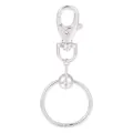 Porte-clés en alliage argenté avec fermoir mousqueton et anneau à texture serpent - Style Rond Argent