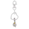 Porte-clés en forme de cœur plaqué argent avec breloque gravée et pinceau - Style Pinceau Coloré Cœur (K04)