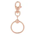 Porte-clés en alliage or rose avec anneau à maille serpent et perle polie accessoire - Style Rond Or Rose