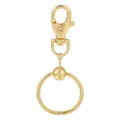 Porte-clés en alliage d'or poli avec fermoir mousqueton et anneau en spirale texturé élégant - Style Rond Doré
