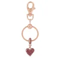 Porte-clés or rose avec anneau maille serpent et pendentif cœur serti de strass roses - Style Cœur Strass Rose (K02)