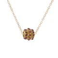 Collier chaîne dorée avec pendentif sphérique ajouré orné de strass violets - Style Boule de Strass Violette (NC06)