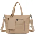 Lassige Damen Tragetasche mit vielen Fachern, Schultergurt und kleiner Tasche fur Arbeit. - Khaki