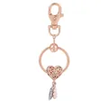 Porte-clés attrape-rêves cœur en or rose avec plumes en argent et or rose - Style Plume Capteur de Rêves Cœur (K05)