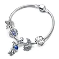 Bracciale con ciondoli galassia blu con pendenti astronauta e stella su catena a serpente - 16cm / Blu Stile 6