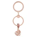 Rose gold heart tree of life keychain with pink rhinestone bead on a snake chain ring - Heart Life Tree Pink Rhinestone Style (K07)