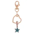 Porte-clés cœur en or rose avec fermoir mousqueton et pendentif étoile strass bleu - Style Étoile à Cinq Branches Pavé Bleu (K08)