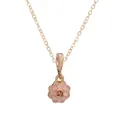 Collier en or rose avec pendentif fleur en émail rose et cristal étincelant au centre - Style Fleur en Émail Rose (NC09)