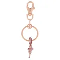 Porte-clés étoile de mer or rose avec fleur en cristal et fermoir pour sacs à main - Style Fleur de Rose (K07)