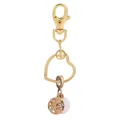 Porte-clés cœur doré avec fermoir mousqueton et pendentif fleur attrape-rêves - Fleur Libellule (K09)